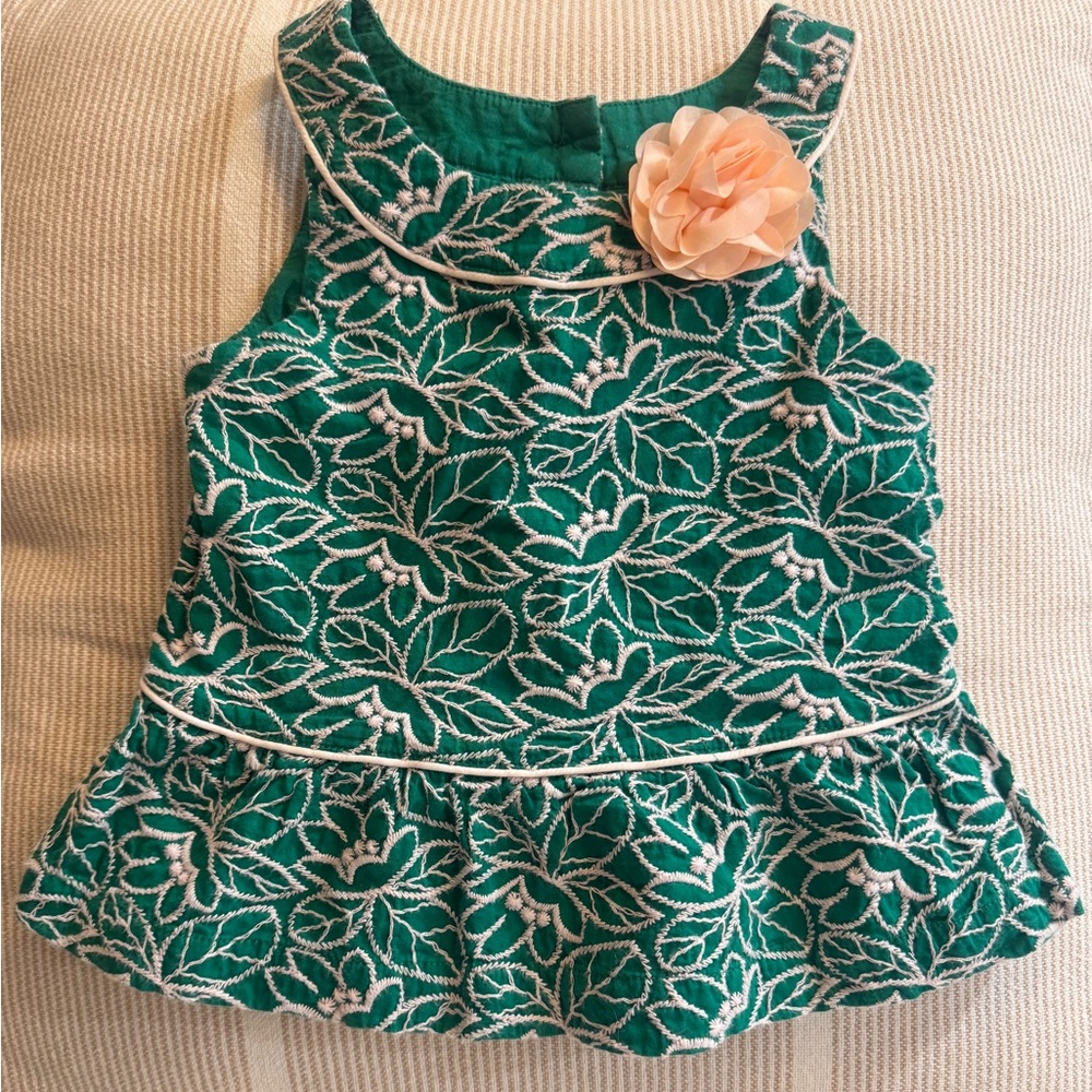 Janie and Jack Floral Green Kids Top